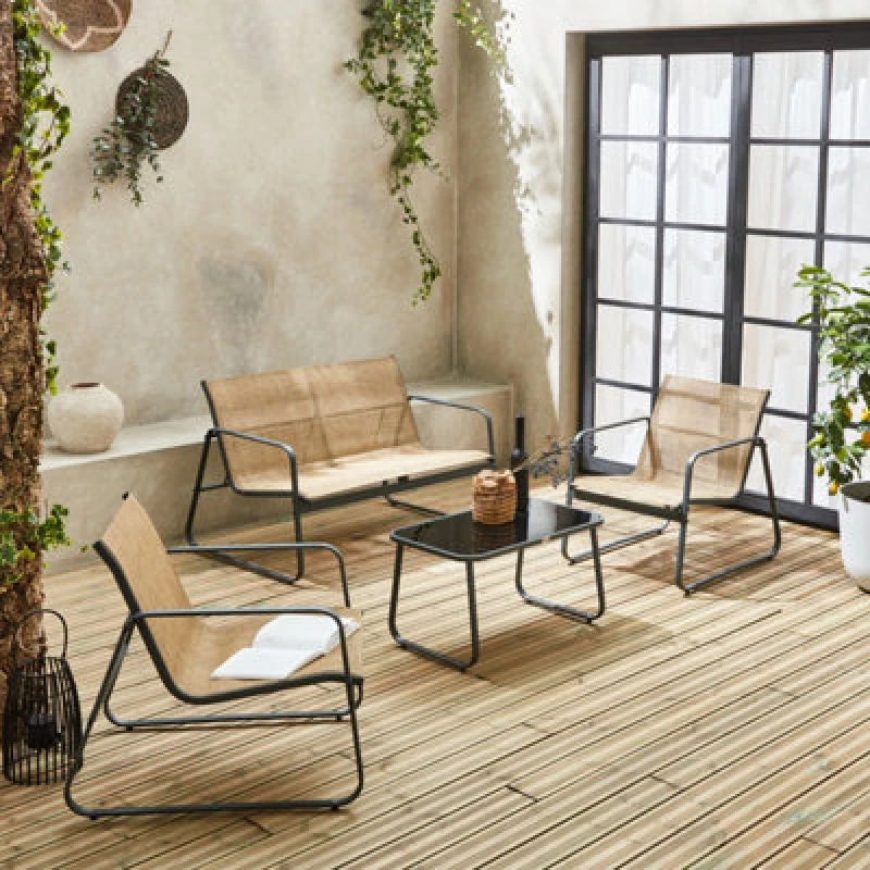 Image of sweeek 4-seater Metal Garden Furniture Set in Grey Grey Unisex