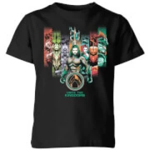 image of Aquaman Unite The Kingdoms Kids T-Shirt - Black - 11-12 Years