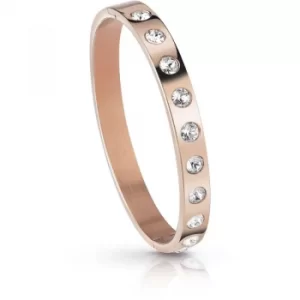 Image of GUESS rose gold plated flat bangle with Swarovski crystals.