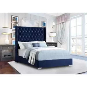 Image of Nivana Bed Double Plush Velvet Blue