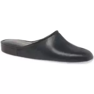 Image of Relax Slippers Gavin Mens Leather Slippers boys's Childrens Slippers in Black,12