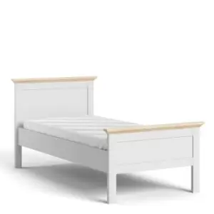 image of Paris Single Bed (90 X 200) In White And Oak Effect