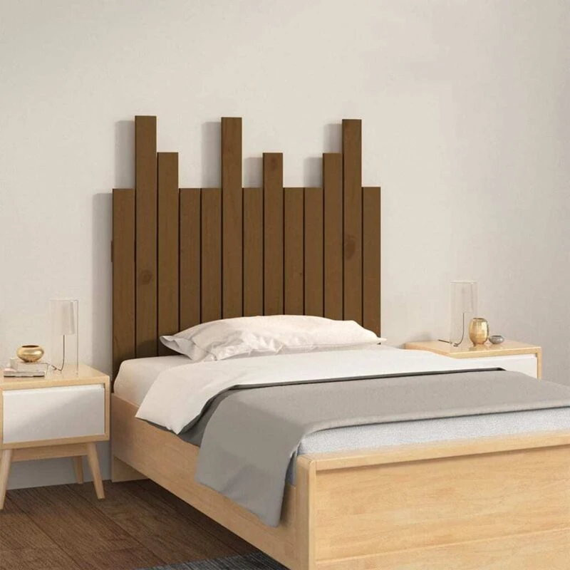 Image of Vidaxl Wall Headboard Honey Brown 82.5X3X80 Cm Solid Wood Pine, Brown 824806