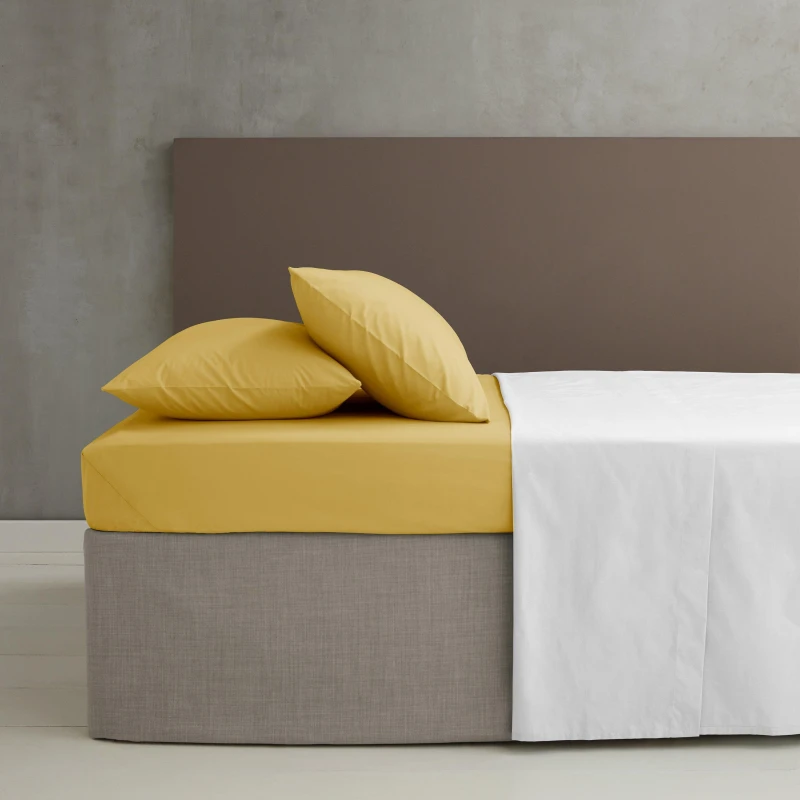 Image of Catherine Lansfield 'Easy Iron Percale' Combed Polycotton 25cm Depth Sheet Camel