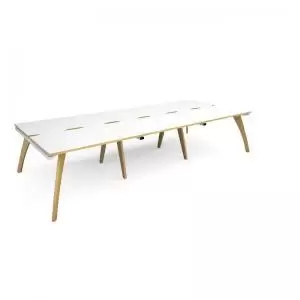 Image of Fuze triple back to back desks 3600mm x 1600mm - white frame and white