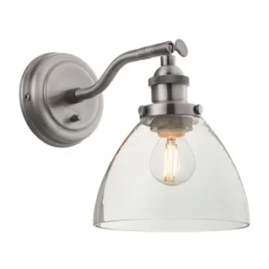 Image of Dome Wall Lamp Brushed Silver Paint, Clear Glass