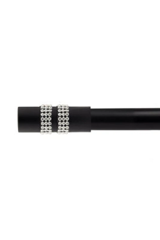Image of Unknown 16-19mm Sparkle Extendable Eyelet Metal Curtain Pole Set Black 120-210Cm
