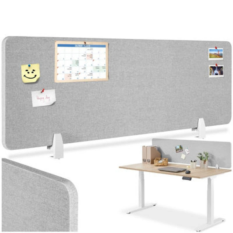 Image of Tectake Desk Partition Noisy - Sound-Absorbing 130 X 40 Cm - Grey