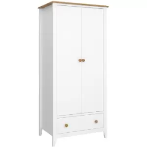 image of Heston 2 Door Wardrobe White & Pine - White & Pine