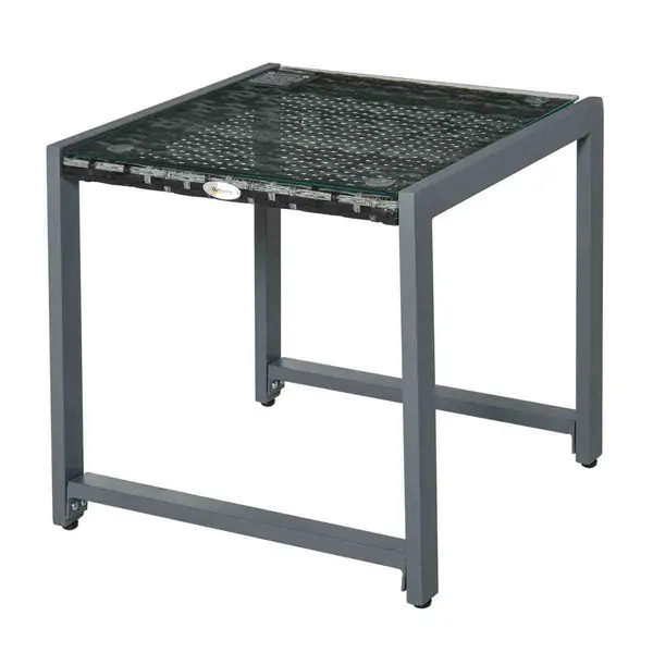 Image of Outsunny Rattan End Table Side Coffee Desk Outdoor Patio Garden Furniture 867-033