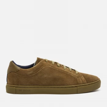 Image of Ted Baker Mens Triloba Suede Cupsole Trainers - Khaki - UK 11
