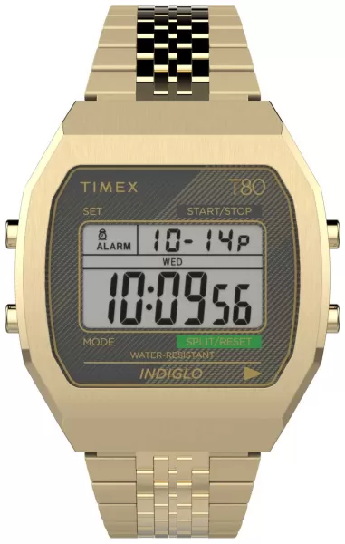 image of Timex TW2V74300 T80 Digital Display Gold-Tone Stainless Watch