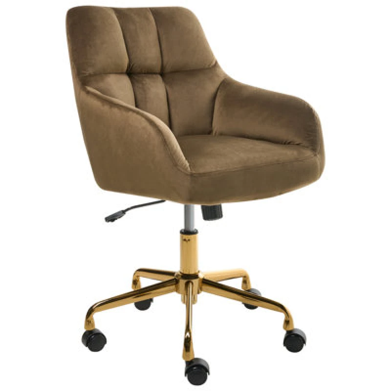 Image of Beliani Desk Chair Palmdale Velvet Brown