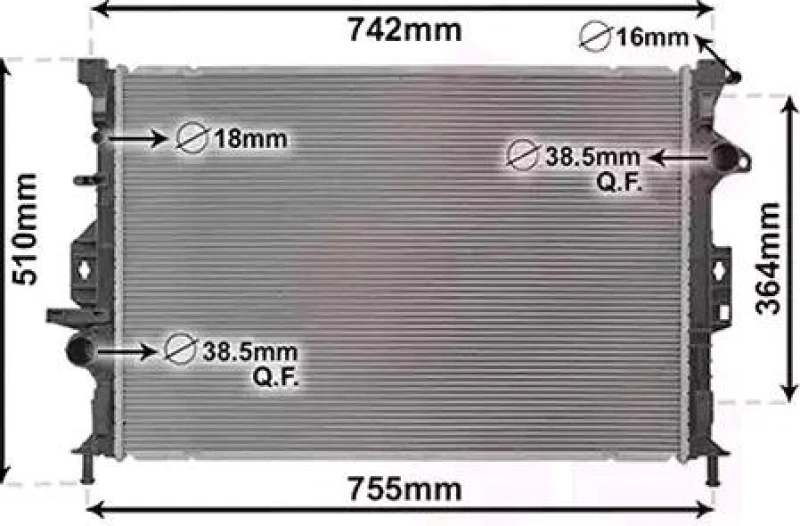 Image of VAN WEZEL 18012709 Engine radiator Aluminium, Brazed cooling fins Radiator,engine cooling (470)