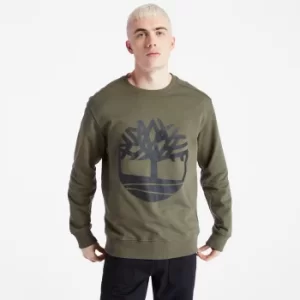 Image of Timberland Tree-logo Sweatshirt For Men In Dark Green Dark Green, Size XL