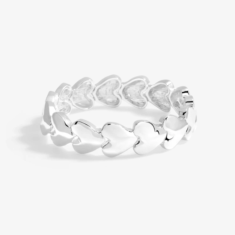 Image of Mood Silver Polished Molten Heart Stretch Bracelet Silver