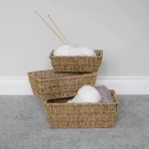 image of JVL Seagrass Set of 3 Assorted Storage Baskets Natural