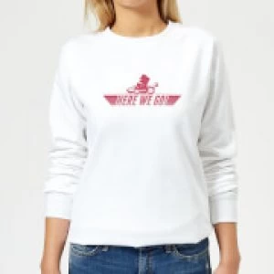 image of Nintendo Mario Kart Here We Go Mario Womens Sweatshirt - White - L