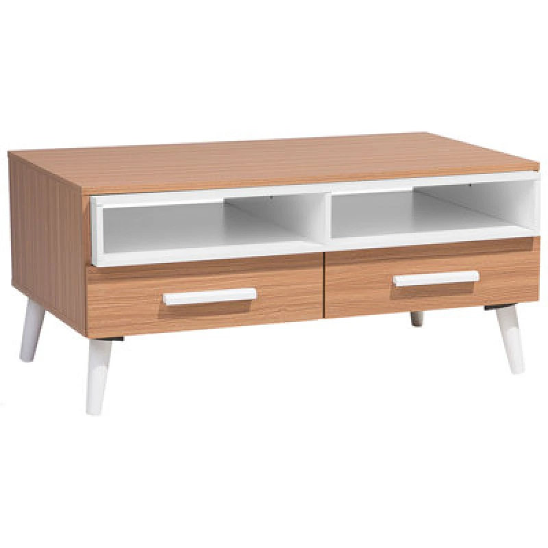 Image of Beliani Coffee Table Alloa Light Brown/ White With Storage