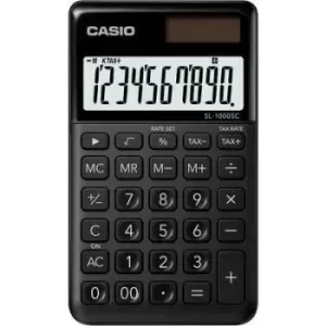 image of Casio SL-1000SC-BK Pocket calculator Black Display (digits): 10 solar-powered, battery-powered (W x H x D) 71 x 9 x 120 mm