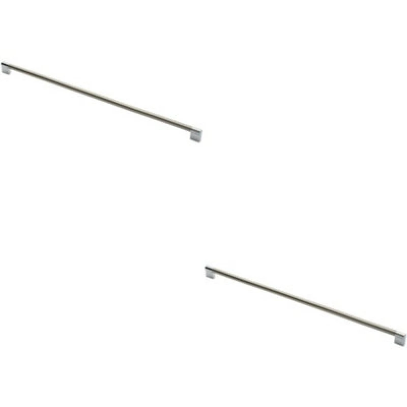 Image of Loops 2x Keyhole Bar Pull Handle 588 x 14mm 576mm Fixing Centres Satin Nickel & Chrome Metallics unisex