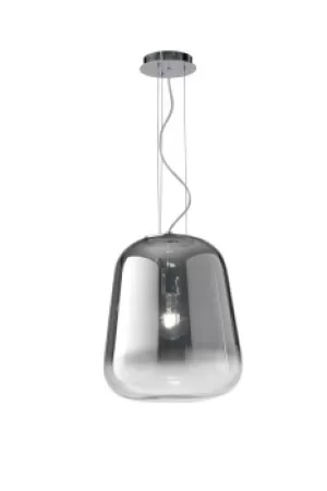Image of Glass Smoked Chrome Ceiling Pendant, Chrome, E27