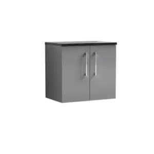 Image of Nuie Arno 600mm Wall Hung 2 Door Vanity & Sparkling Black Laminate Top Cloud Grey