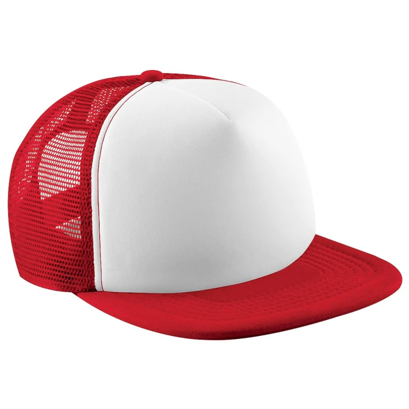 Image of Beechfield Vintage Snapback Mesh Trucker Cap in Red Red Unisex One Size