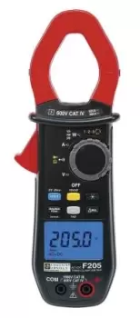 image of Chauvin Arnoux F205 AC/DC Clamp Meter, 900A dc, Max Current 600A ac CAT III 1000 V, CAT IV 600 V