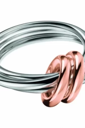 Image of Ladies Calvin Klein Two-Tone Steel and Rose Plate Size L Nimble Bico Ring KJ5HMR200106