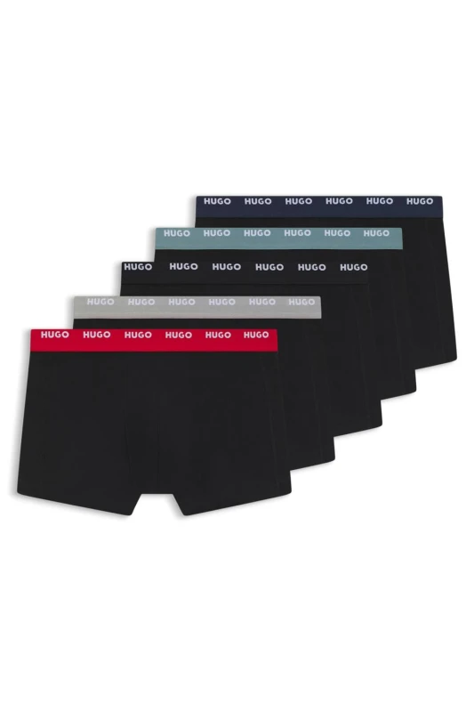 Image of HUGO 5 Pack Trunks Black (Black/Grey/Red/Navy/Green) L