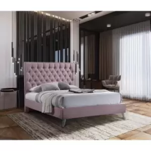 Image of Casana Bed Double Plush Velvet Pink