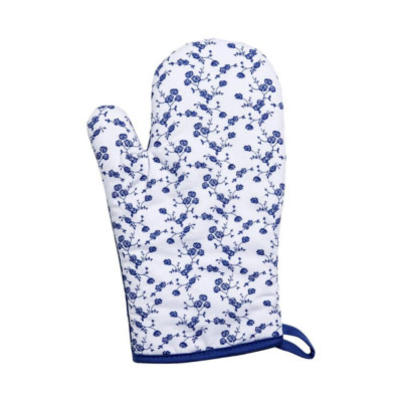 Image of Premier Housewares Blue Rose Single Oven Glove Quilted and Heat Resistant Blue