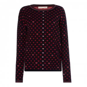 Image of Oui Heart Jumper - 0573 Dk Blue