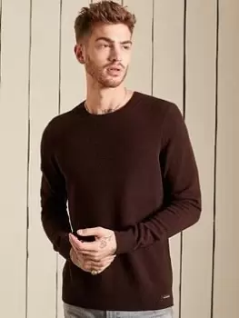 Image of Superdry Lambswool Lightweight Knit - Brown, Size L, Men