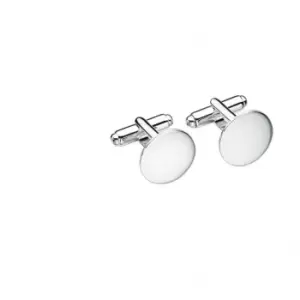 image of Beginnings Sterling Silver Plain Round Cufflink Cufflinks V452