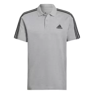 Image of adidas Mens Cotton 3-Stripes Polo Shirt - Grey