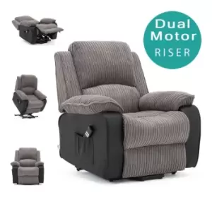 Image of Postana grey dual rise recliner fabric armchair