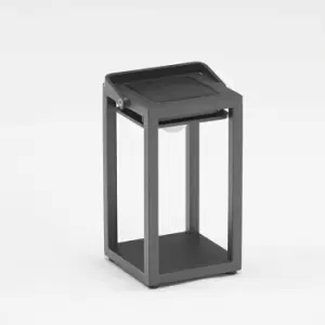Image of LUXOR Small Table Outdoor/Indoor Solar Lantern In Charcoal
