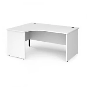 image of Dams International Left Hand Ergonomic Desk with White MFC Top and Graphite Panel Ends and Silver Frame Corner Post Legs Contract 25 1600 x 1200 x 725