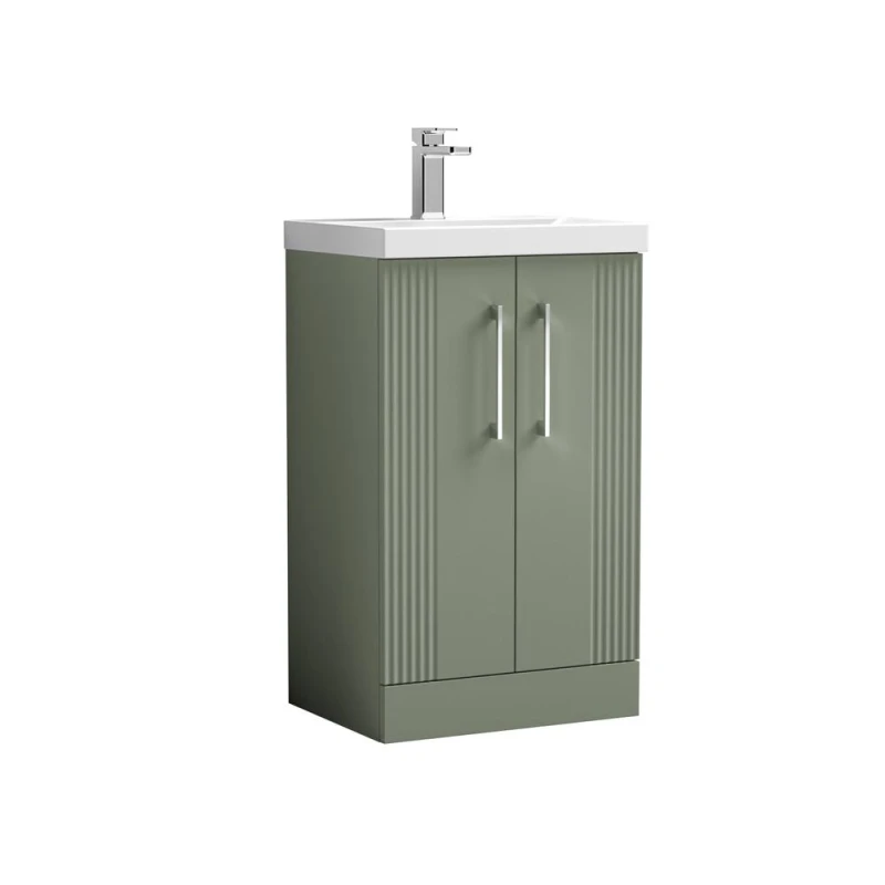 Image of Balterley 2 Door Floor Standing Vanity Unit Mid Edge Basin Green 500mm Green