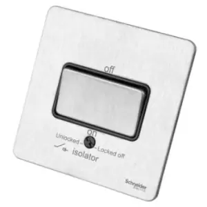 Image of Schneider Electric Ultimate Screwless Flat Plate - Single Fan Isolator Switch, 3 Pole, 16AX, GU1413BSS, Stainless Steel with Black Insert