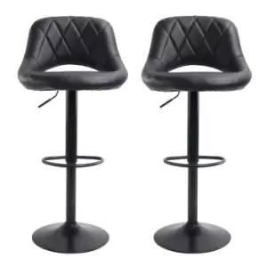 Two Neo Black Leg Faux Leather Barstool With Matt Black Leg