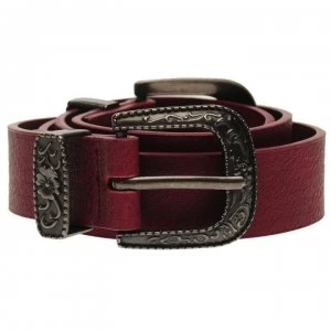Image of Firetrap Double Buckle West Belt Ladies - Burgundy