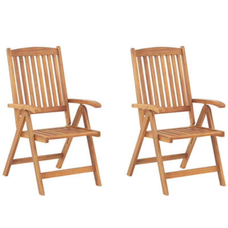 Image of Beliani Set Of 2 Garden Chairs Java Acacia Wood Light Brown