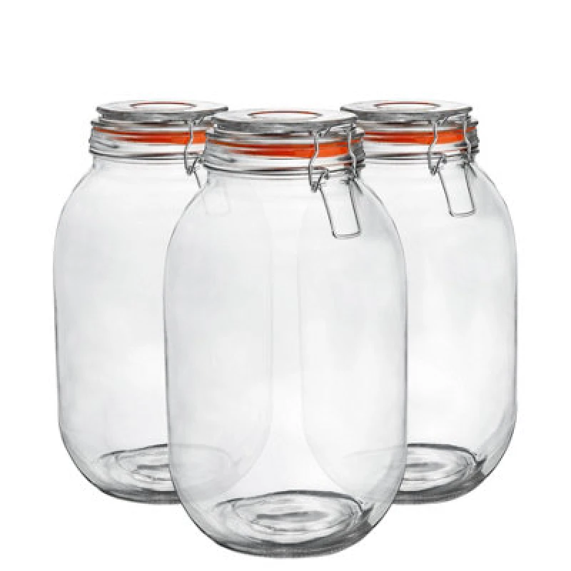 Image of Argon Tableware Glass Storage Jars - 3 Litre - Pack of 3 Orange