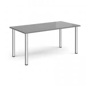 Image of Semi circular chrome radial leg meeting table 1600mm x 800mm - onyx