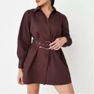 image of Missguided Petite Belted Shirt Dress - Red