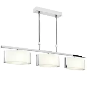 Image of Semi Flush Ceiling Light Chrome Height Adjustable 3 Bulb Hanging Pendant Lamp