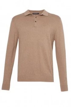 Mens French Connection Portrait Wool Polo Jumper Camel